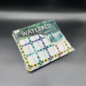 Waterbed Sheet Set Super Single Cannon USA 90s Geometric Top Bottom Pillowcase
